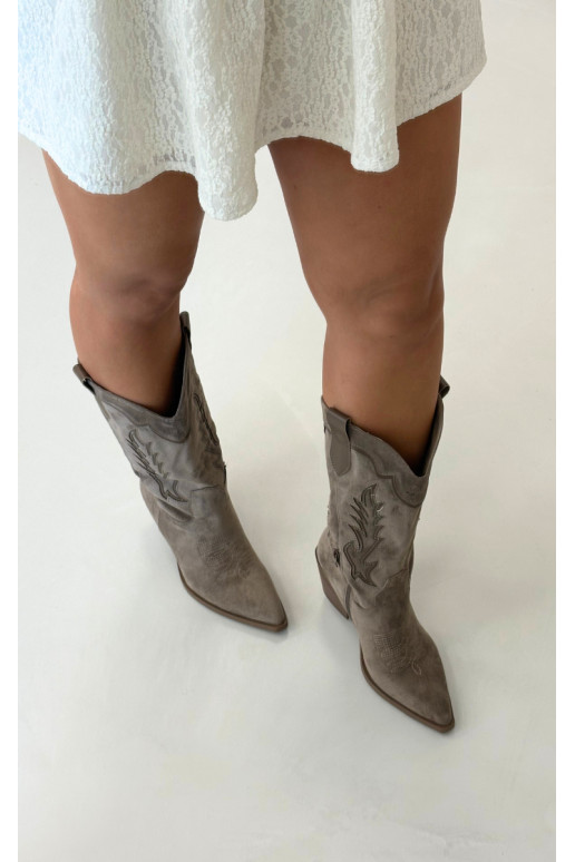 Knöchelhohe Cowboy-Stiefel in khaki Betina