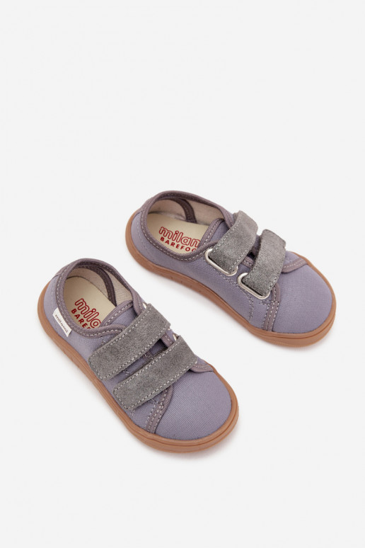 Jungen graue "Barefoot" Slipper "Geschmeidig" Milami Saphira