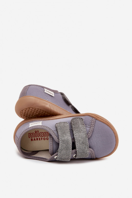 Jungen graue "Barefoot" Slipper "Geschmeidig" Milami Saphira
