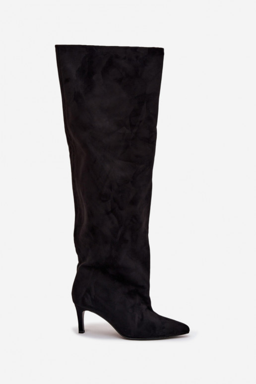Schwarze Damenstiefel mit dünnen Absätzen Tai turivilla