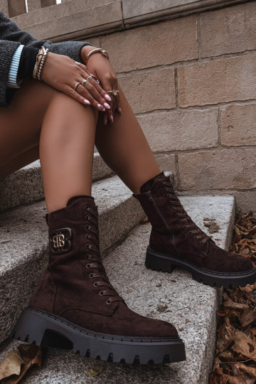 Damen Stiefeletten gefüttert mit eleganten Elementen schokoladenfarben Kalindra