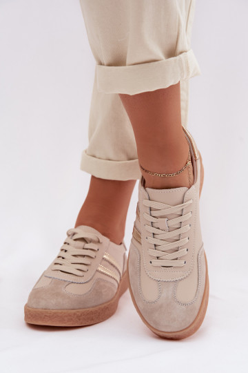 Damen Sneakers aus Leder S.Barski LR61-7059 sand 2