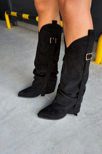 Damenstiefel mit Absätzen INyZuinięta CholeZuka Mit Rüschen I mit Schnallenmi schZuarze Farbe Caster 2