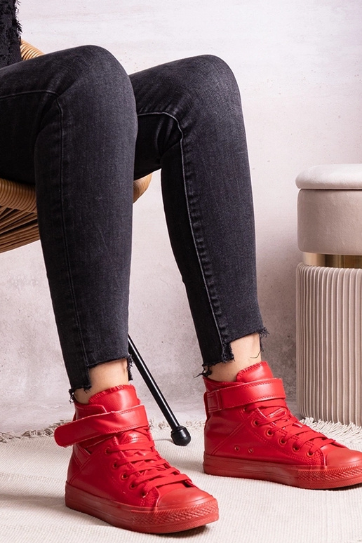 Rote High-Top-Sneaker aus Kunstleder Bonbonita