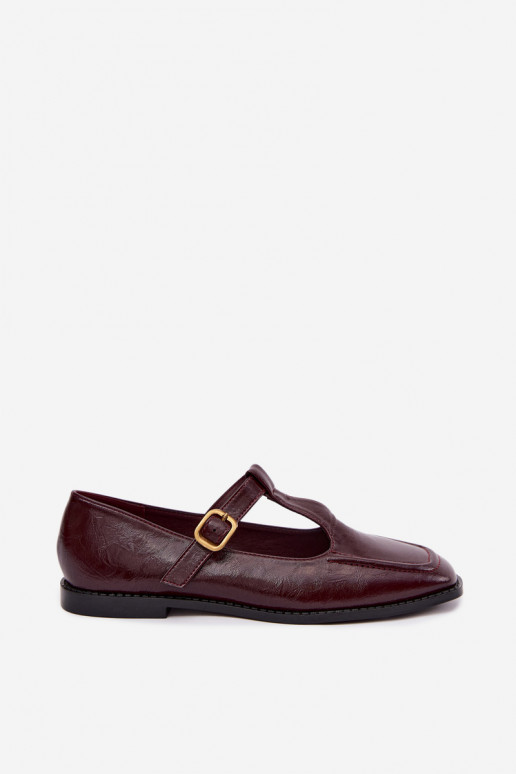 Bordeauxfarbene Kunstleder-Schuhe mit Riemen Bonnia
