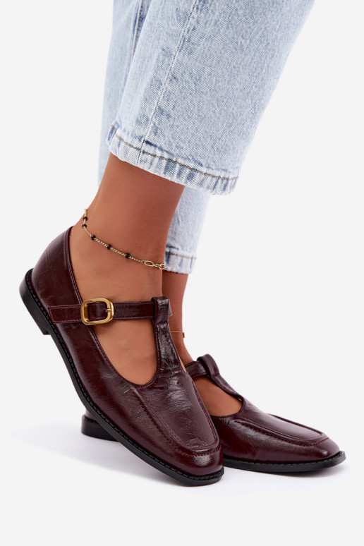 Bordeauxfarbene Kunstleder-Schuhe mit Riemen Bonnia