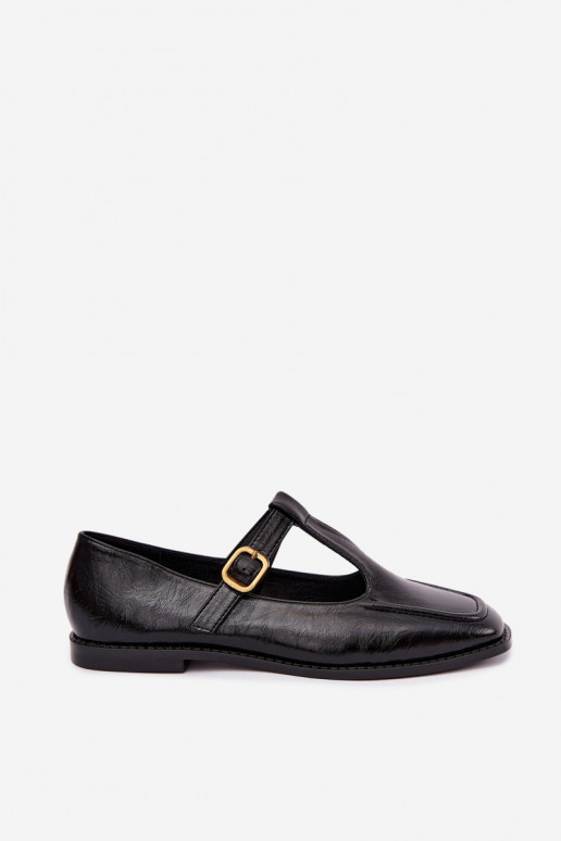 Schwarze Kunstleder-Schuhe mit Riemen Bonnia