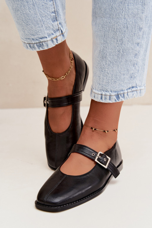 Schwarze Ballerinas mit Schnallen Muretta
