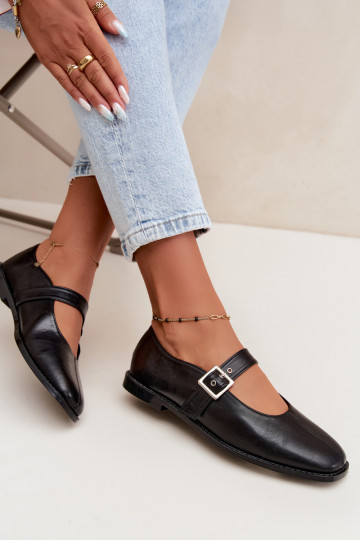 Schwarze Ballerinas mit Schnallen Muretta 2