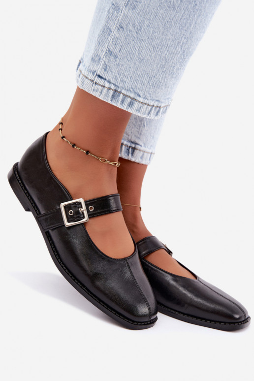 Schwarze Ballerinas mit Schnallen Muretta