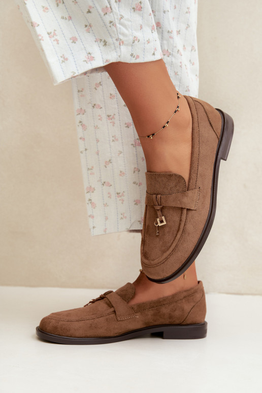 Damen Mokassins aus Kunstveloursleder braun Raylie