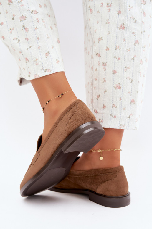 Damen Mokassins aus Kunstveloursleder braun Raylie