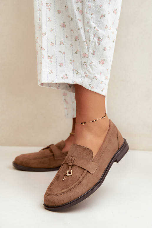 Damen Mokassins aus Kunstveloursleder braun Raylie