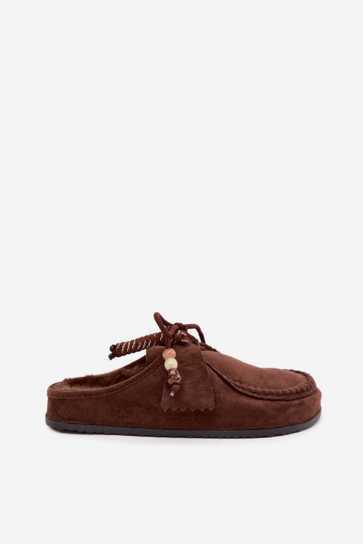 Damen Hausschuhe Mule mit Fell schokoladenfarben Melia