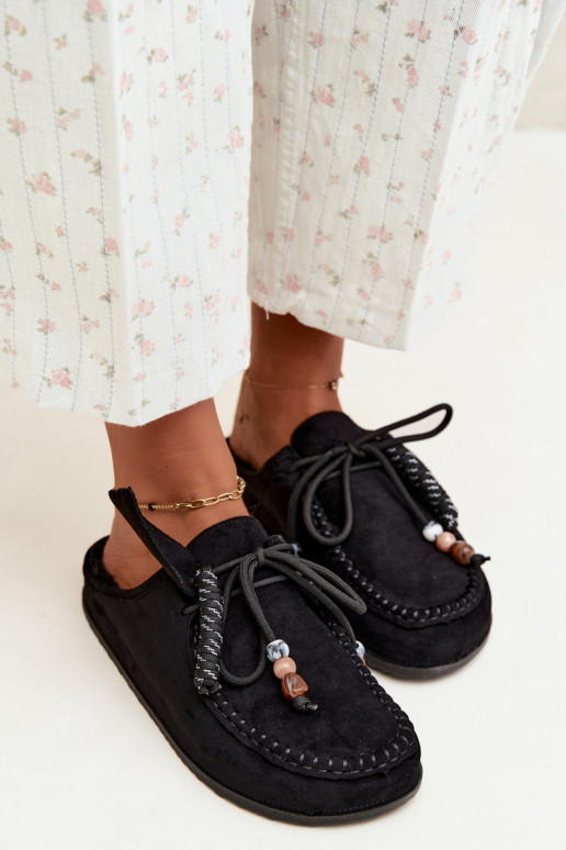 Damen Hausschuhe Mule mit Fell schwarz Melia