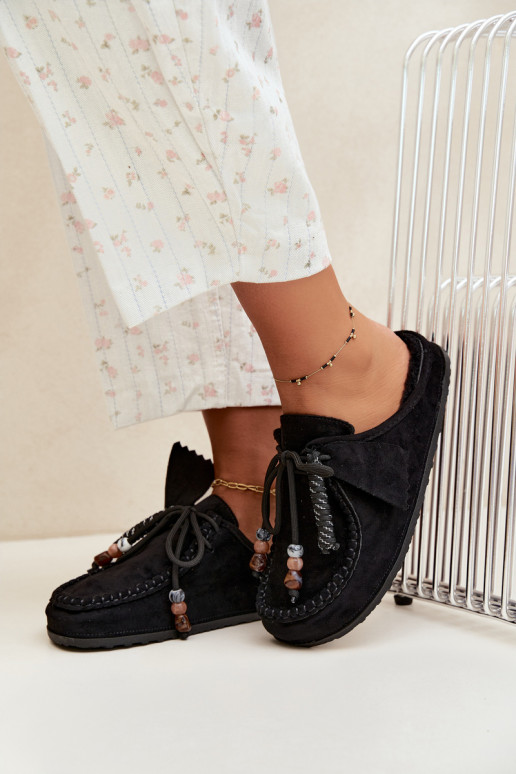 Damen Hausschuhe Mule mit Fell schwarz Melia