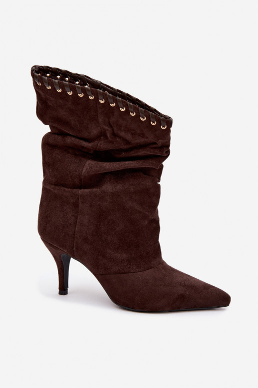 Falten ankle boots mit dünnen Absätzen in schokoladenfarbener Herella
