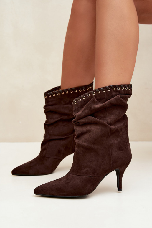 Falten ankle boots mit dünnen Absätzen in schokoladenfarbener Herella