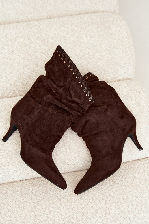 Falten ankle boots mit dünnen Absätzen in schokoladenfarbener Herella