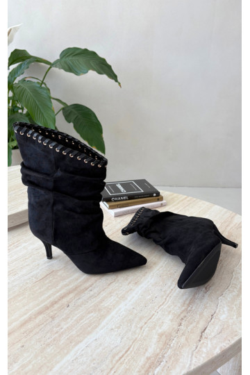 Falten ankle boots mit dünnen Absätzen in schwarzer Herella 2