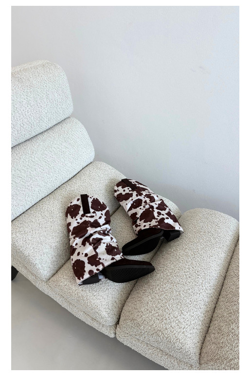 Cowboy-Stil ankle boots mit gebogenem Schaft und Absätzen in brauner Havie