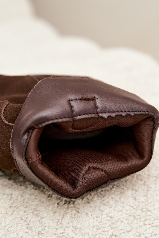 Schokoladenfarbene Wildleder-Cowboystiefel mit Isolierung und Absätzen Pelsa