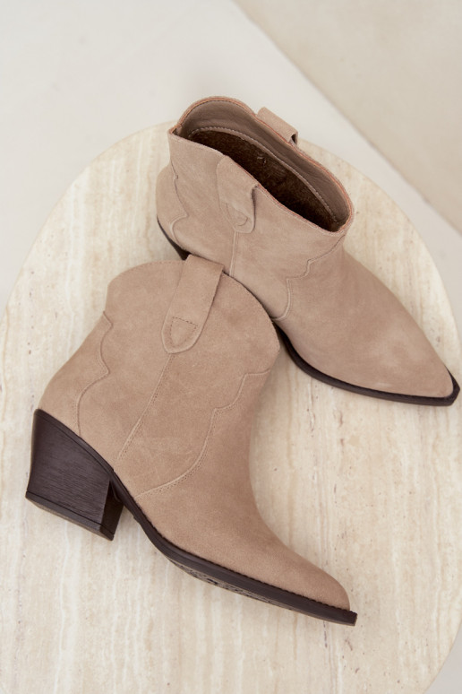 Slip-On Cowboy-Stil Stiefeletten aus Kunstveloursleder in Elfenbeinfarbe Beretta