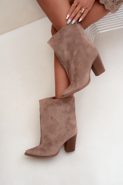 Damen Stiefeletten mit spitzem Zehen in chaki Farbe Hileta
