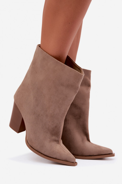 Damen Stiefeletten mit spitzem Zehen in chaki Farbe Hileta