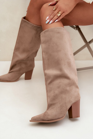 Damenstiefel Ein überzeugendes Stilvollll mit Absätzen aus Öko-INildlederoZue Beige Carmina