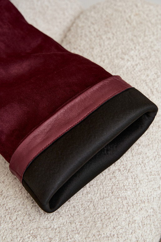 Damen kniehohe Stiefel zum Hineinschlüpfen aus Kunstveloursleder in bordeauxfarbener Farbe Carmina
