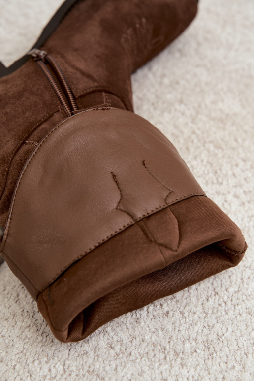 Damen Cowboy-Stiefel kniehoch mit Absatz in schokoladenfarbener Farbe Betina