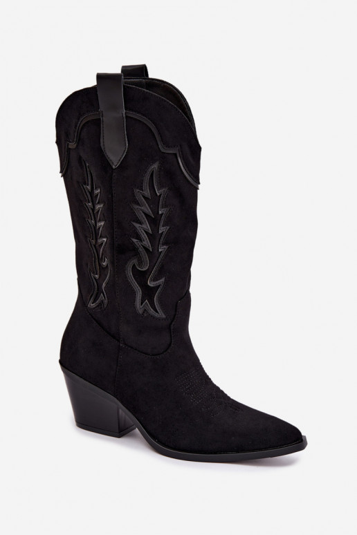 Knöchelhohe Cowboy-Stiefel in schwarz Betina