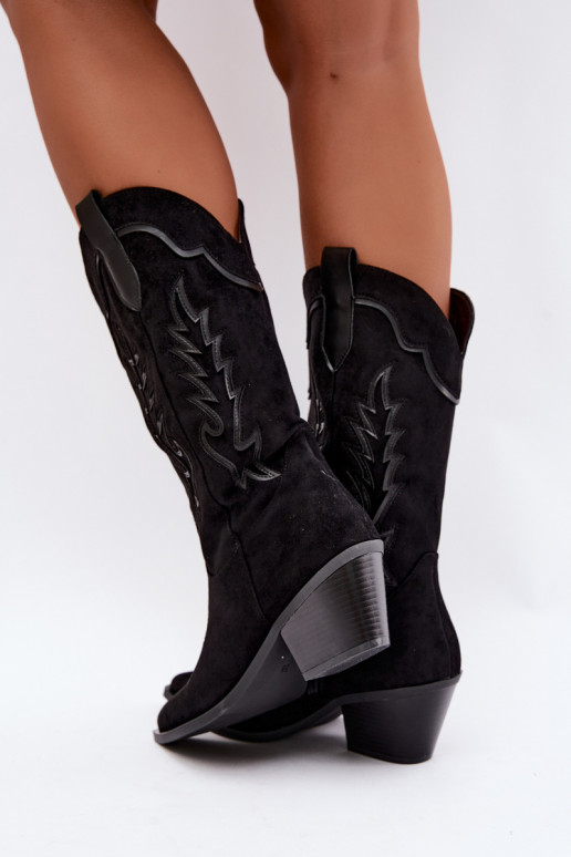 Knöchelhohe Cowboy-Stiefel in schwarz Betina