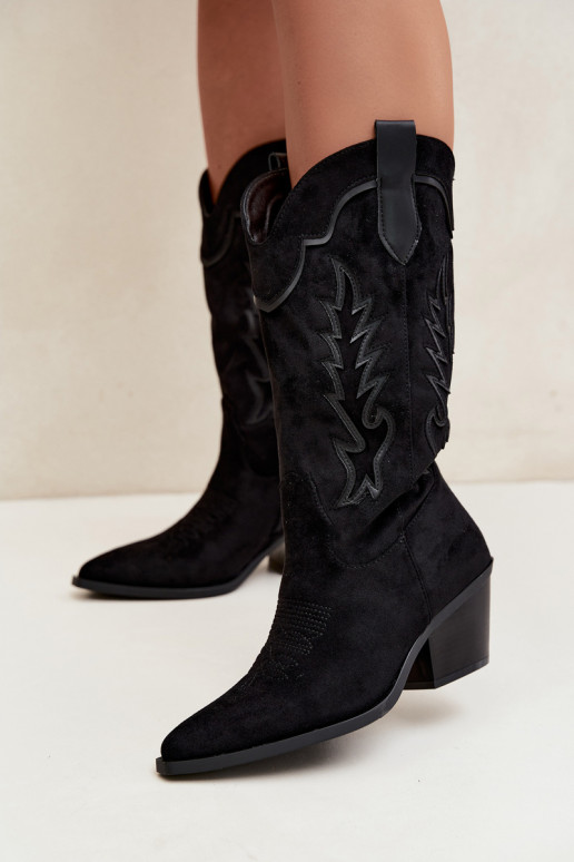 Knöchelhohe Cowboy-Stiefel in schwarz Betina