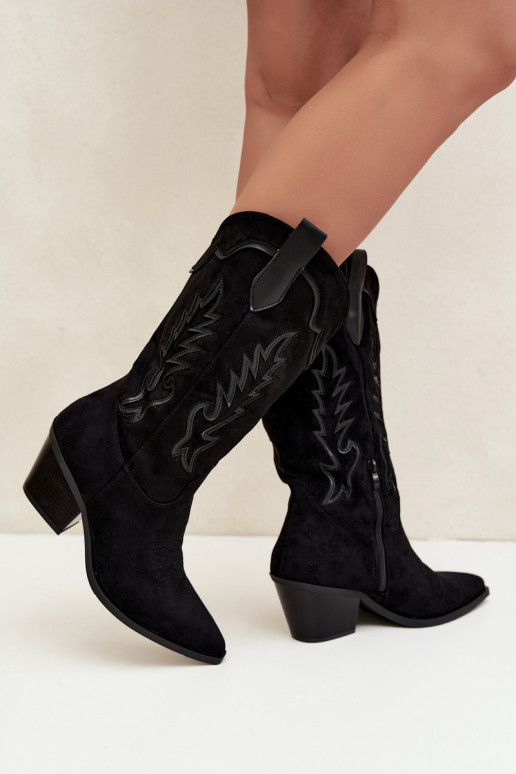 Knöchelhohe Cowboy-Stiefel in schwarz Betina