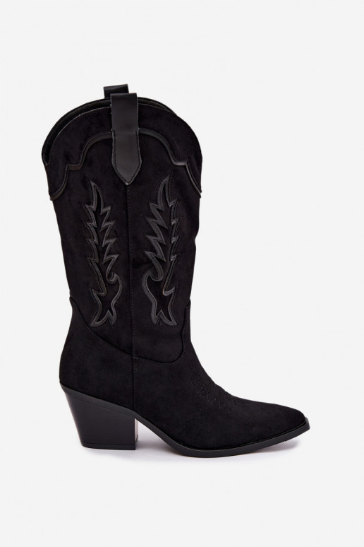 Knöchelhohe Cowboy-Stiefel in schwarz Betina