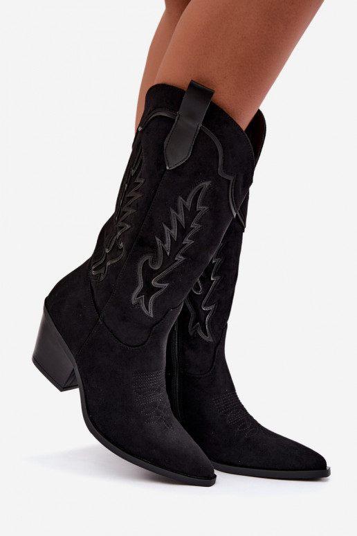 Knöchelhohe Cowboy-Stiefel in schwarz Betina