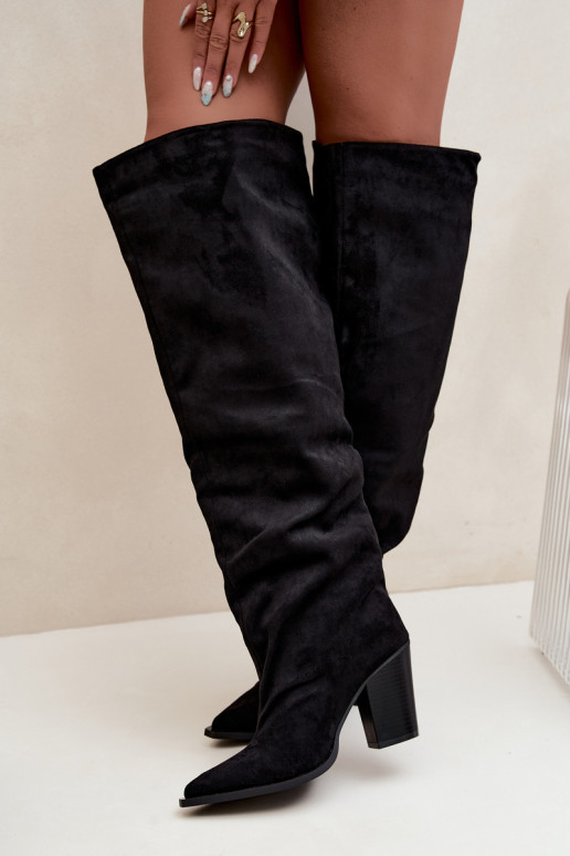 Schwarze Damen-Knöchelhohe Stiefel mit Absätzen Anica
