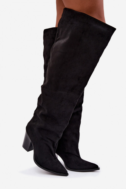 Schwarze Damen-Knöchelhohe Stiefel mit Absätzen Anica