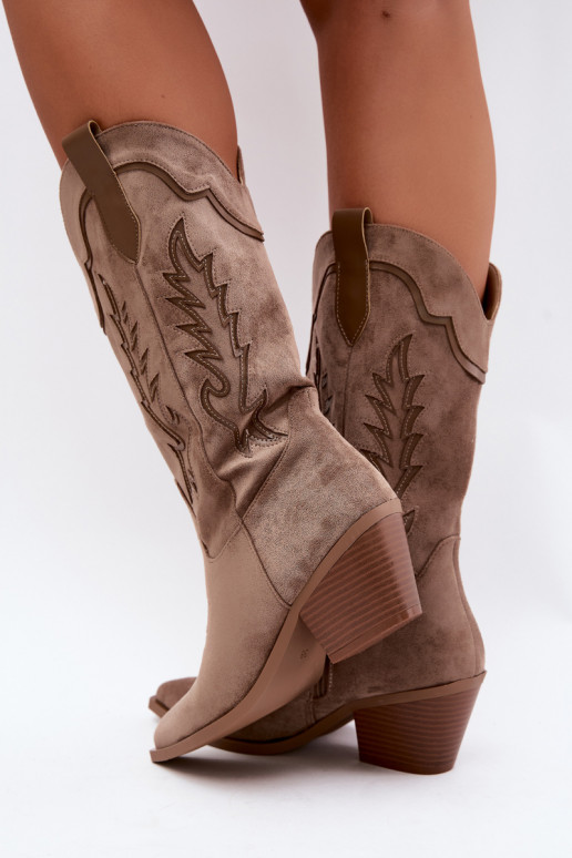 Knöchelhohe Cowboy-Stiefel in khaki Betina
