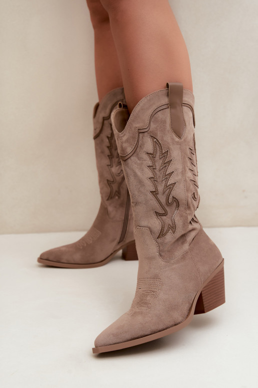 Knöchelhohe Cowboy-Stiefel in khaki Betina