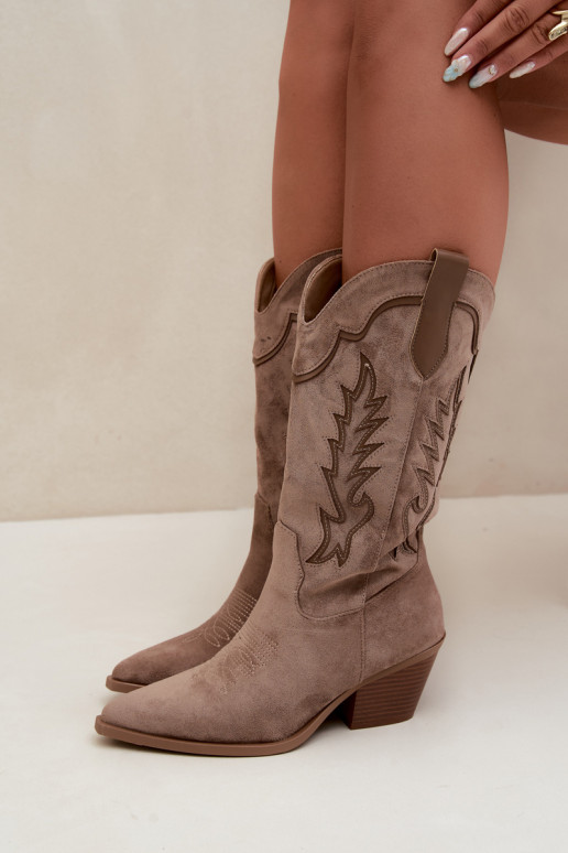Knöchelhohe Cowboy-Stiefel in khaki Betina