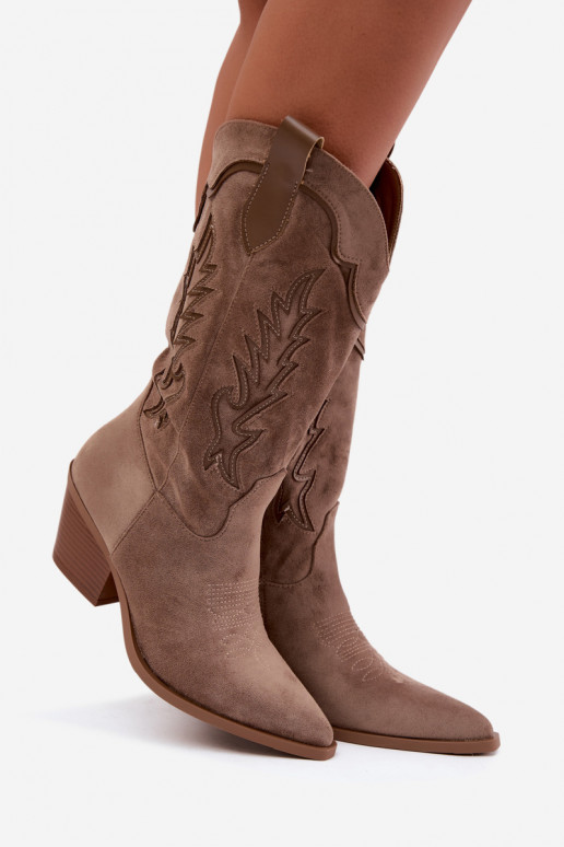 Knöchelhohe Cowboy-Stiefel in khaki Betina