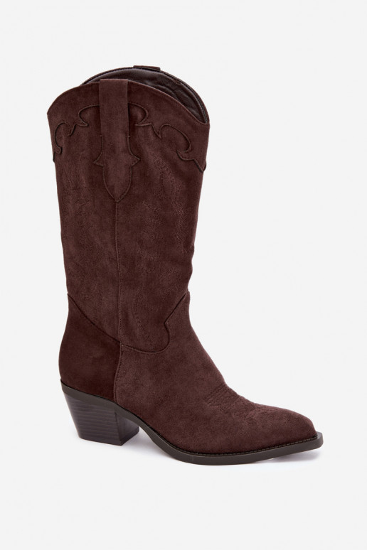 Cowboy-Stiefel kniehoch mit Absatz in schokoladenfarbener Farbe Hartley
