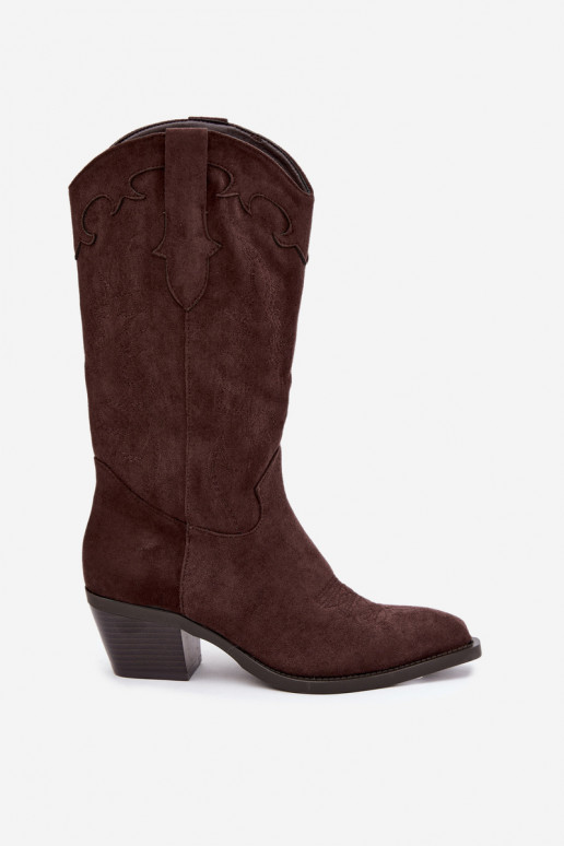Cowboy-Stiefel kniehoch mit Absatz in schokoladenfarbener Farbe Hartley