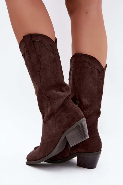 Cowboy-Stiefel kniehoch mit Absatz in schokoladenfarbener Farbe Hartley