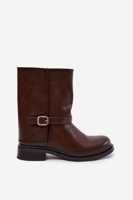 Isolierte Damen Stiefeletten mit Schnallen in Schokoladenfarbe Corley