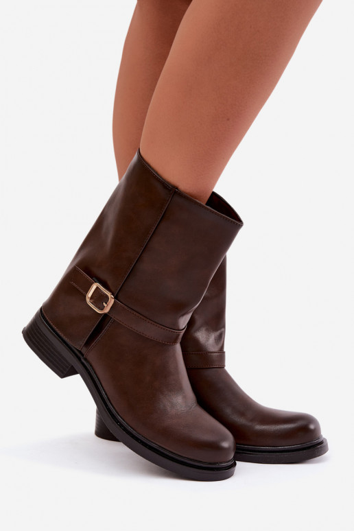 Isolierte Damen Stiefeletten mit Schnallen in Schokoladenfarbe Corley