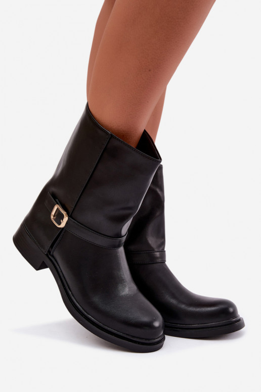 Isolierte Damen Stiefeletten mit Schnallen in schwarzer Farbe Corley